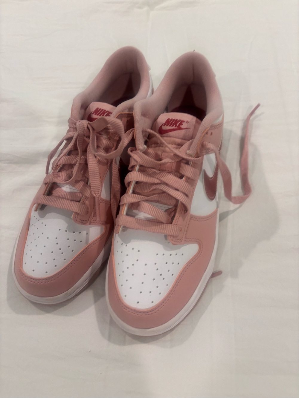 Nike Women’s Pink and White Low-Top Sneakers — Soft Rose Accent